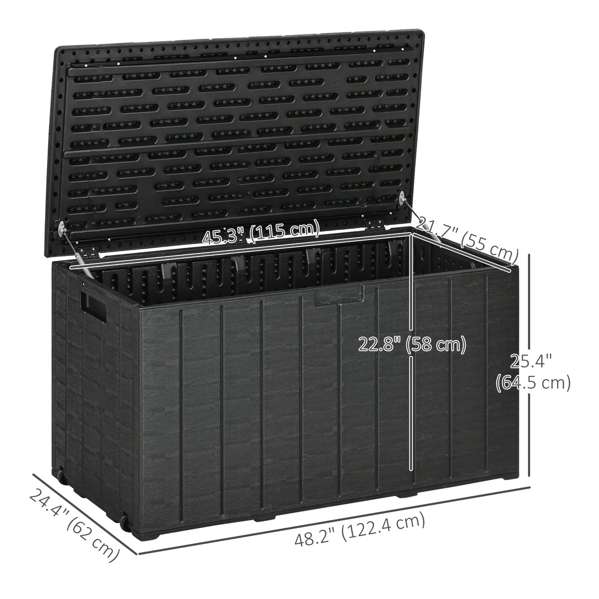 81 Gallon Garden Storage Box, Waterproof Double Wall, Black Patio Storage Boxes at Gallery Canada