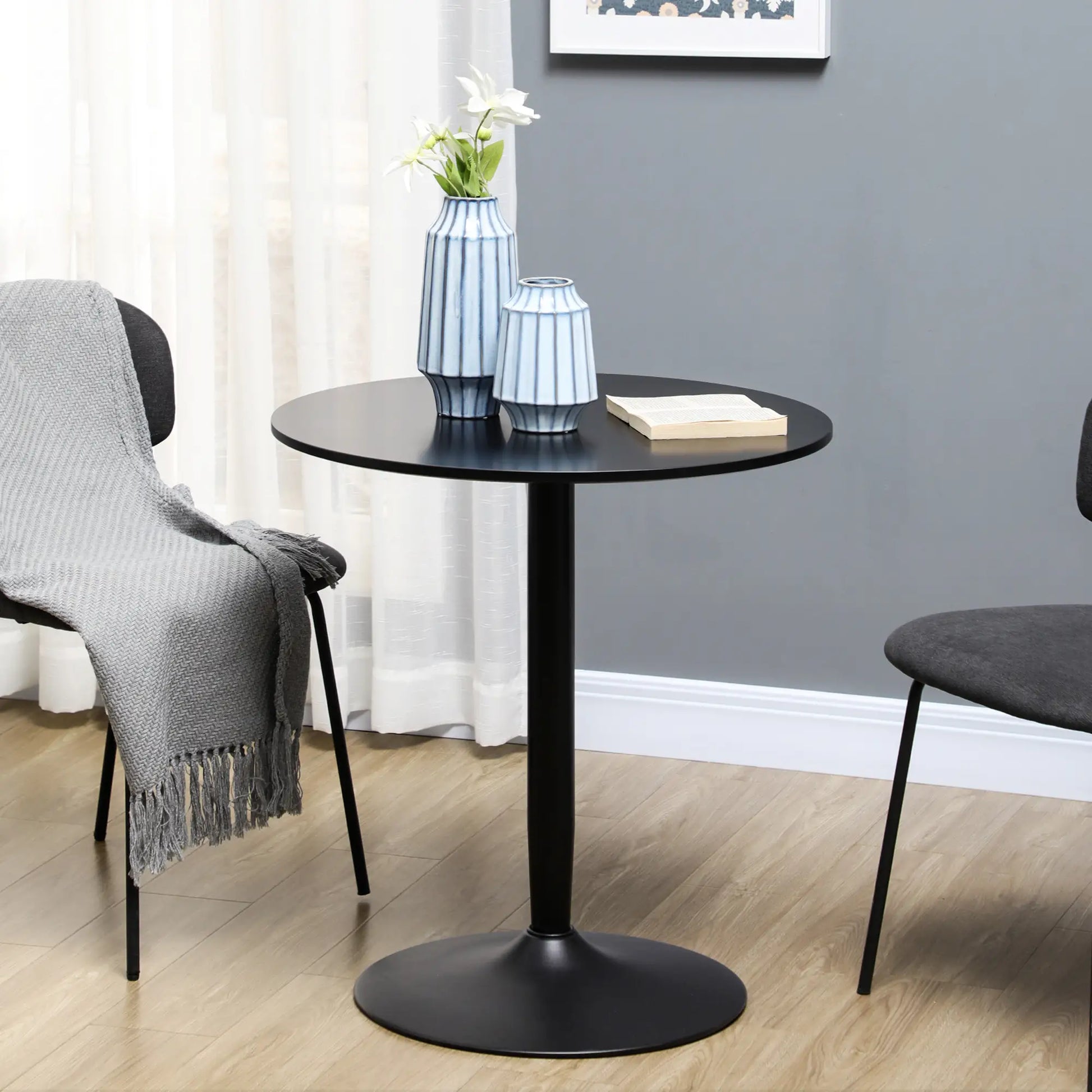 Modern Kitchen Table for 2, Round Dining Table, Steel Base, Black Bar Tables & Dining Tables at Gallery Canada