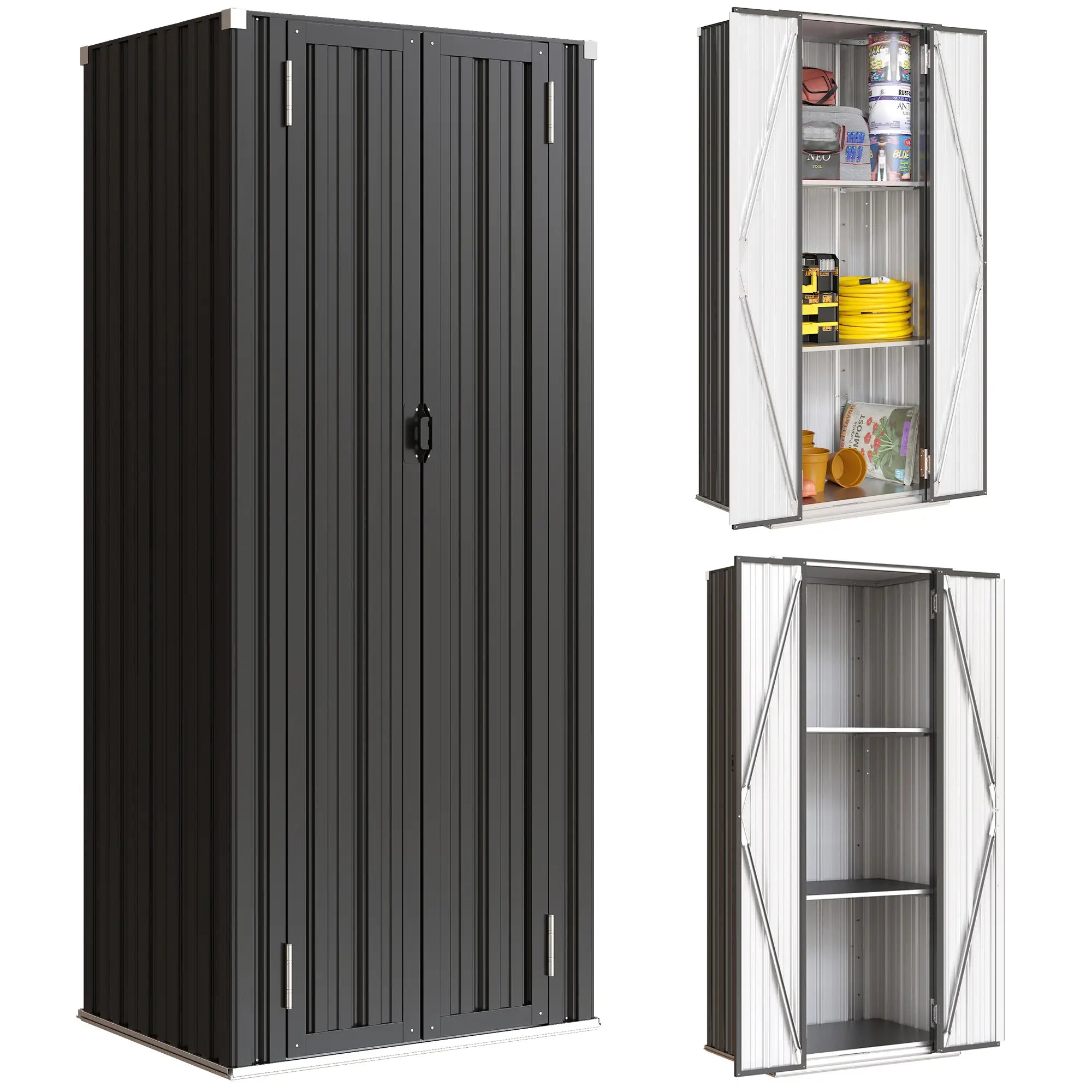 Outdoor Storage Shed, Adjustable Shelves, Metal Garden Shed, Double Doors Sheds at Gallery Canada