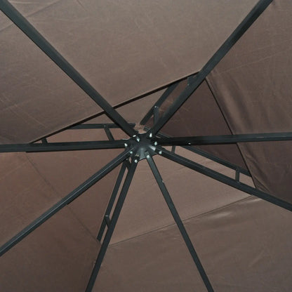 10' x 10' Outdoor Gazebo, Canopy Shelter with Double-Tier Roof, Brown Gazebos at Gallery Canada