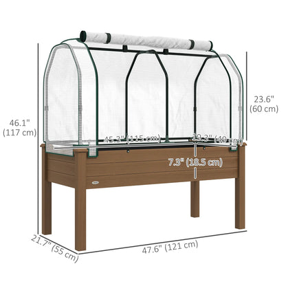 Raised Garden Bed With Greenhouse Cover, Elevated Wood Planter Box, Brown Elevated Garden Beds at Gallery Canada