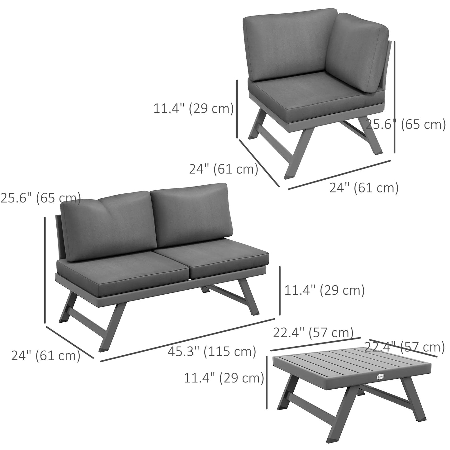 Outdoor Corner Garden Set, 4-Piece Convertible Furniture, Grey Patio Furniture Sets at Gallery Canada