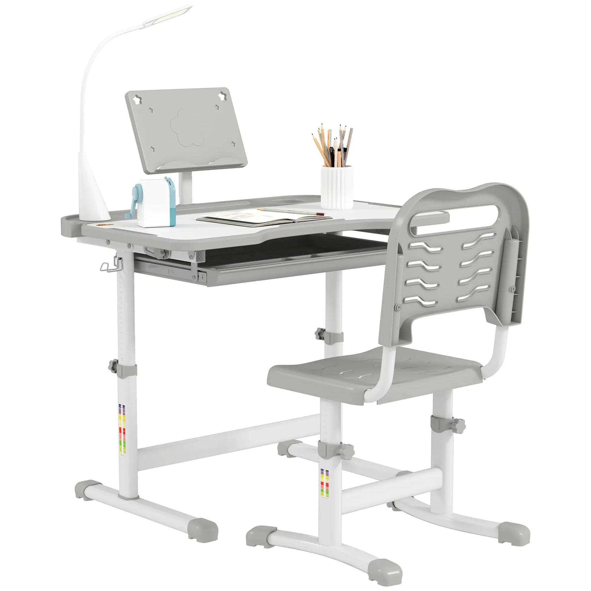 Adjustable Kids Desk and Chair Set, Student Study Table, Grey Kids Desk Sets at Gallery Canada