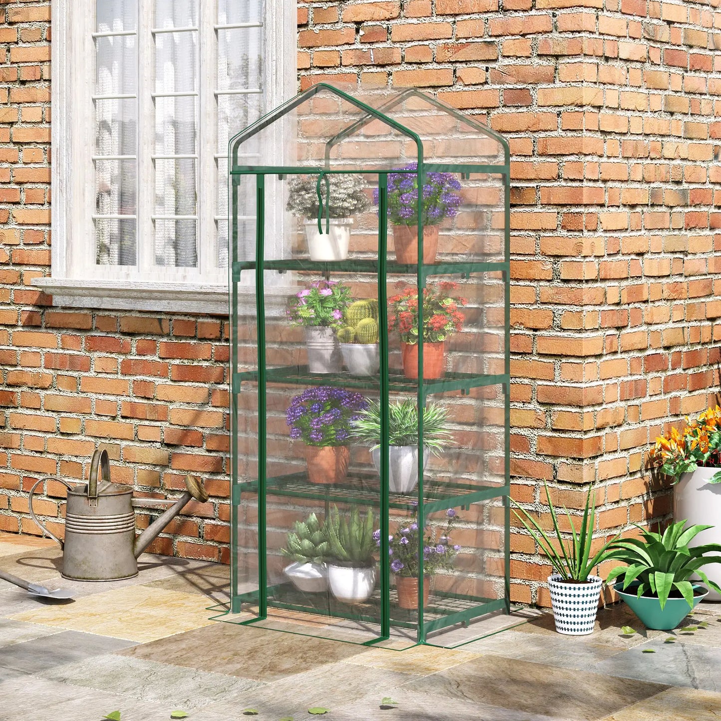 28" x 20" x 63" Portable Greenhouse, 4 Tier Shelves, Steel Frame, PVC Cover, Transparent Portable Greenhouses at Gallery Canada