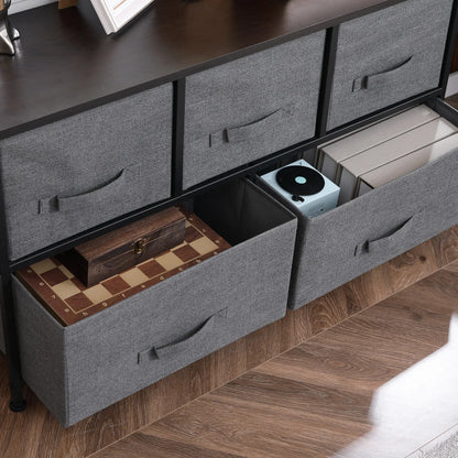 Linen Drawer Cabinet, 5 Removable Drawers, Metal Frame, Adjustable Feet, Dark Grey Storage Cabinets at Gallery Canada