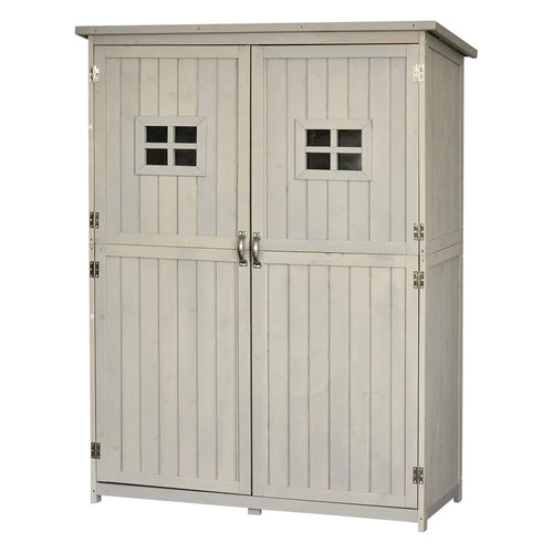 4x1.5ft Wooden Garden Storage Shed, Outdoor Tool Cabinet, Grey