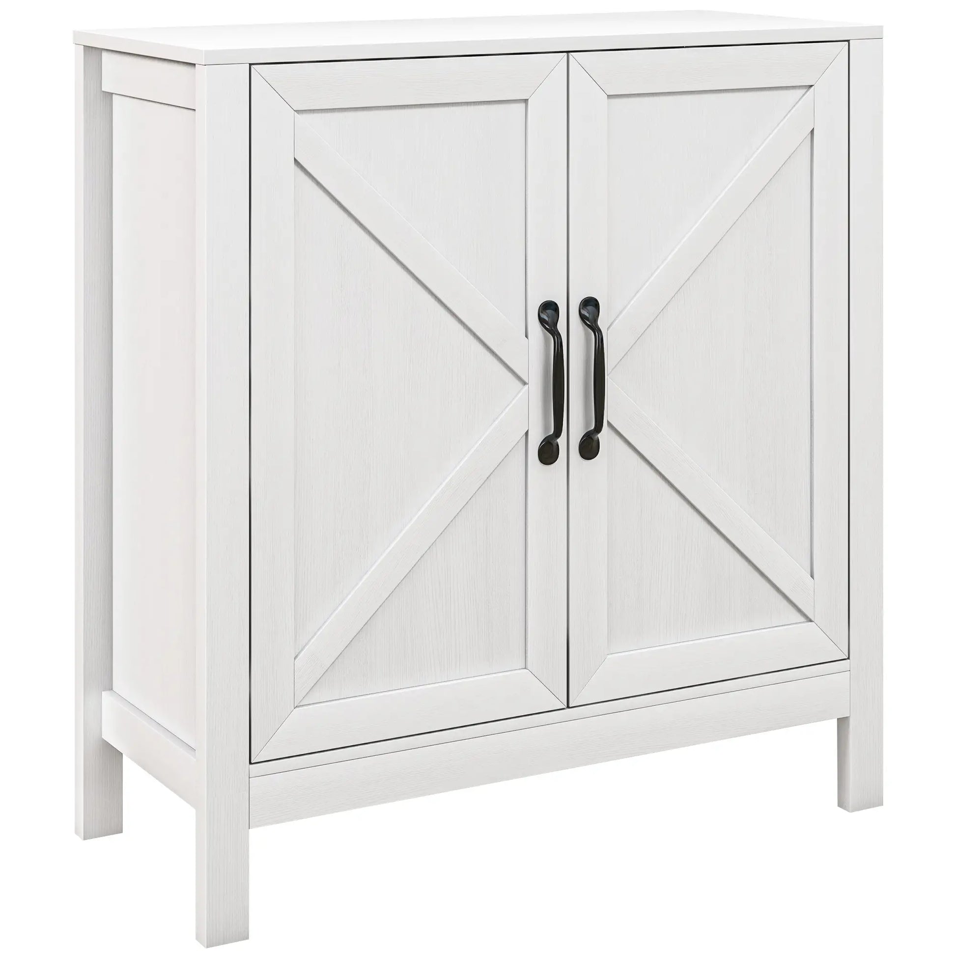 Sideboard Buffet, Kitchen Cabinet with Barn Door, Adjustable Shelves, White Wood Grain, White Bar Cabinets at Gallery Canada