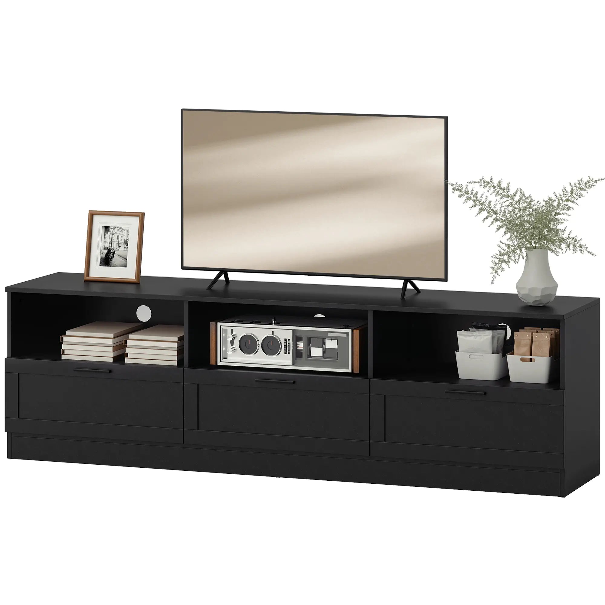 TV Stand with Storage, 3 Cabinets, 3 Shelves, for TVs up to 85