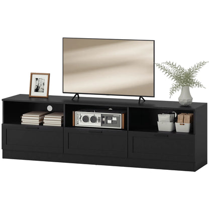 TV Stand with Storage, 3 Cabinets, 3 Shelves, for TVs up to 85", Black TV Stands Black at Gallery Canada