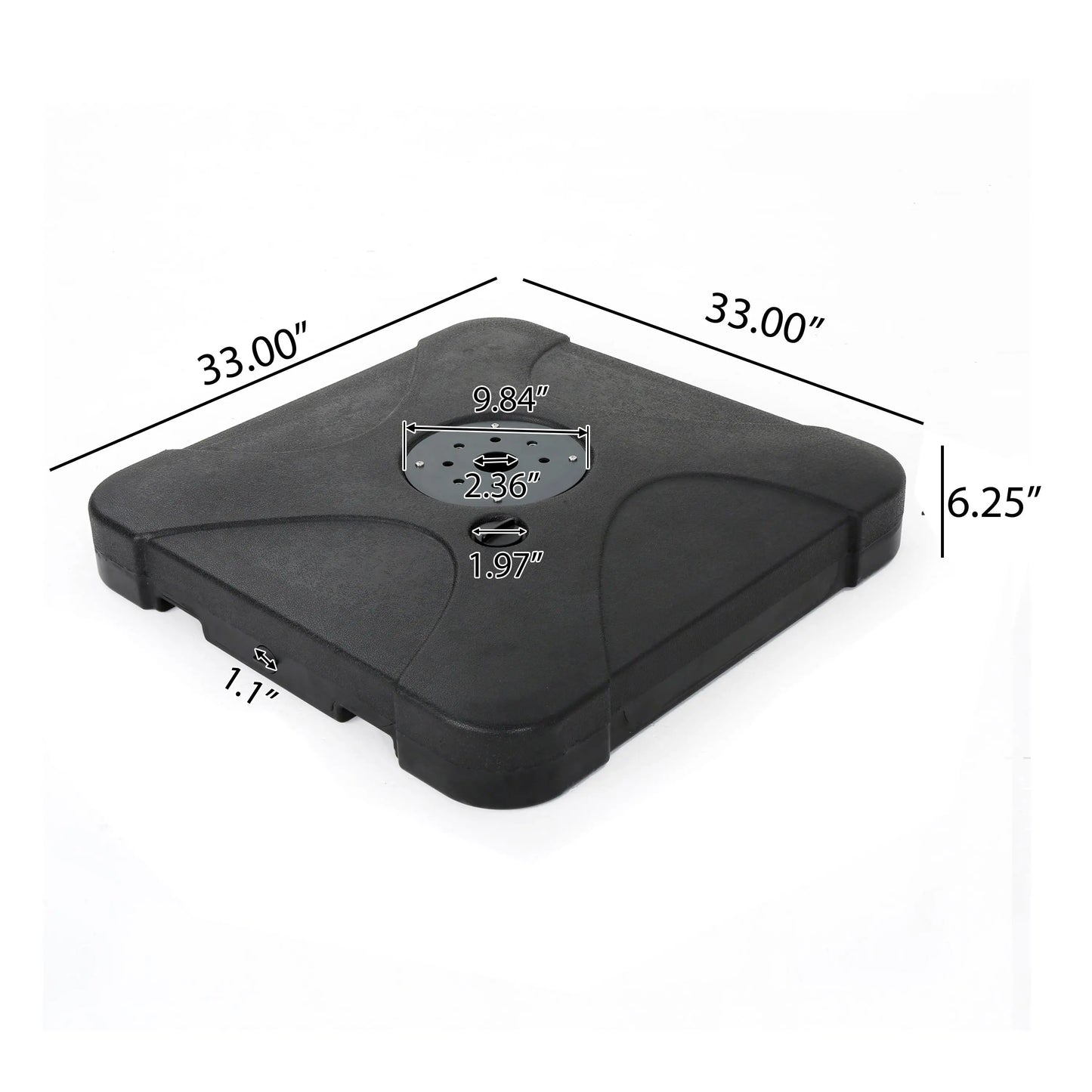 Resin Construction 10-Foot Cantilever Umbrella Base, 33" L x 33" W x 5" H, Black Umbrella Bases at Gallery Canada
