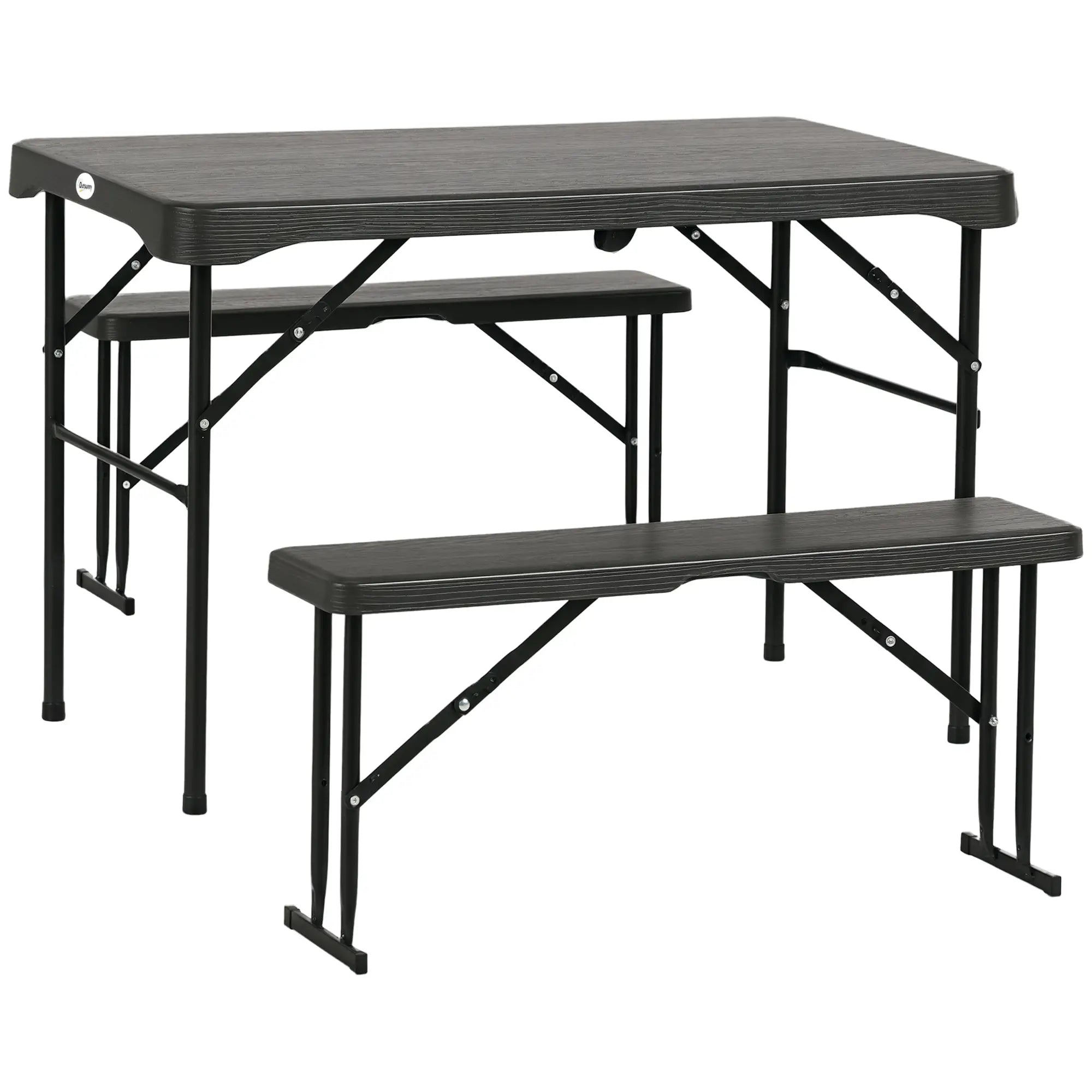 Folding Picnic Table With 2 Benches, 3-Piece Set, Dark Grey Bistro Sets at Gallery Canada