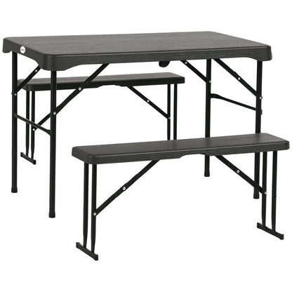 Folding Picnic Table With 2 Benches, 3-Piece Set, Dark Grey Bistro Sets at Gallery Canada