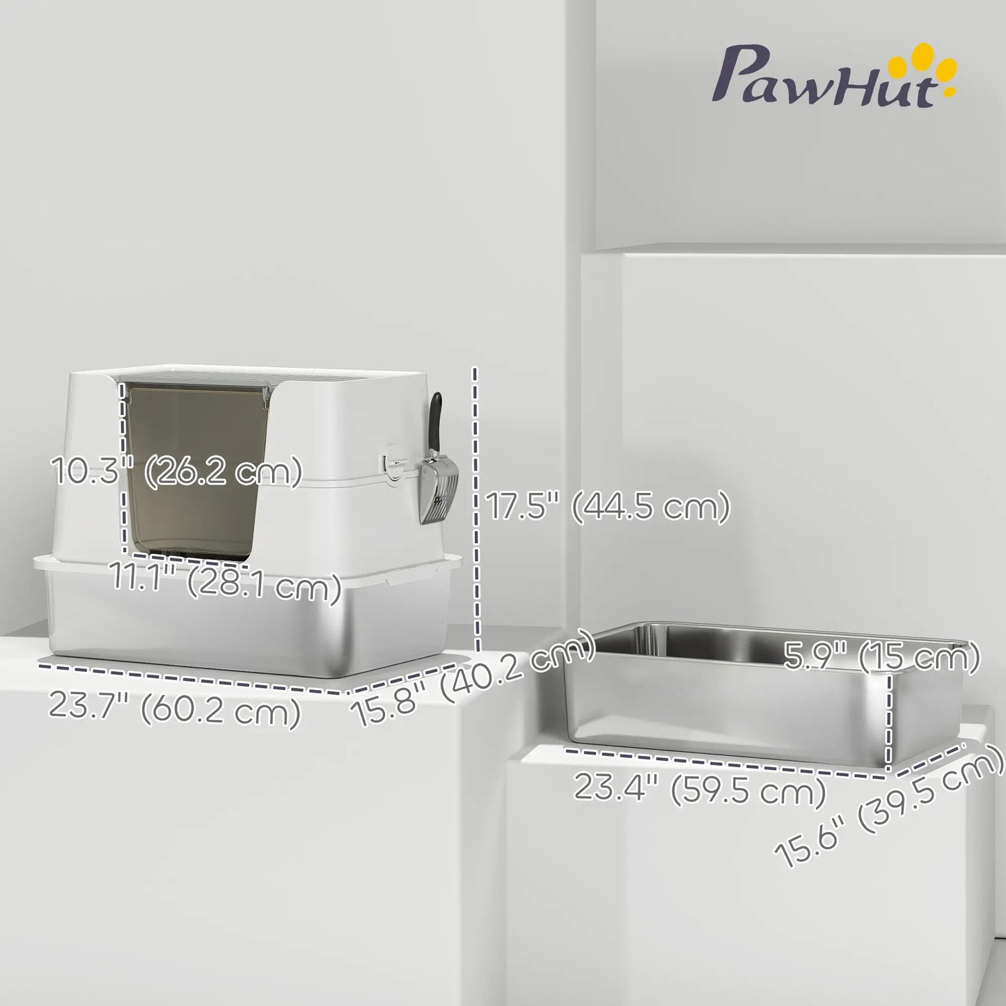 XL Stainless Steel Litter Box With Lid, Extra Large Covered Cat Litter Box Cat Litter Box Enclosures at Gallery Canada