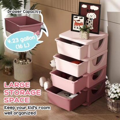 4 Tier Toy Organizer, 4 Plastic Drawers, Pink Baby & Kids Storage at Gallery Canada