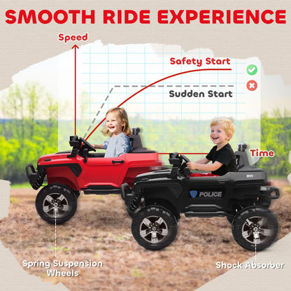 12V Ride On Police Car, 2 Seater, For Kids 3-8 Years, Remote Control, LED Lights, MP3, Black Electric Toy Cars at Gallery Canada