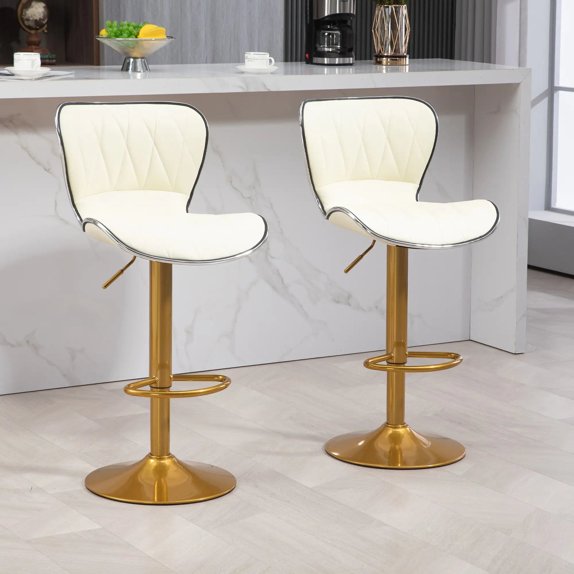 Adjustable Swivel Bar Stools Set of 2, PU Leather, Counter Height Bar Stools at Gallery Canada