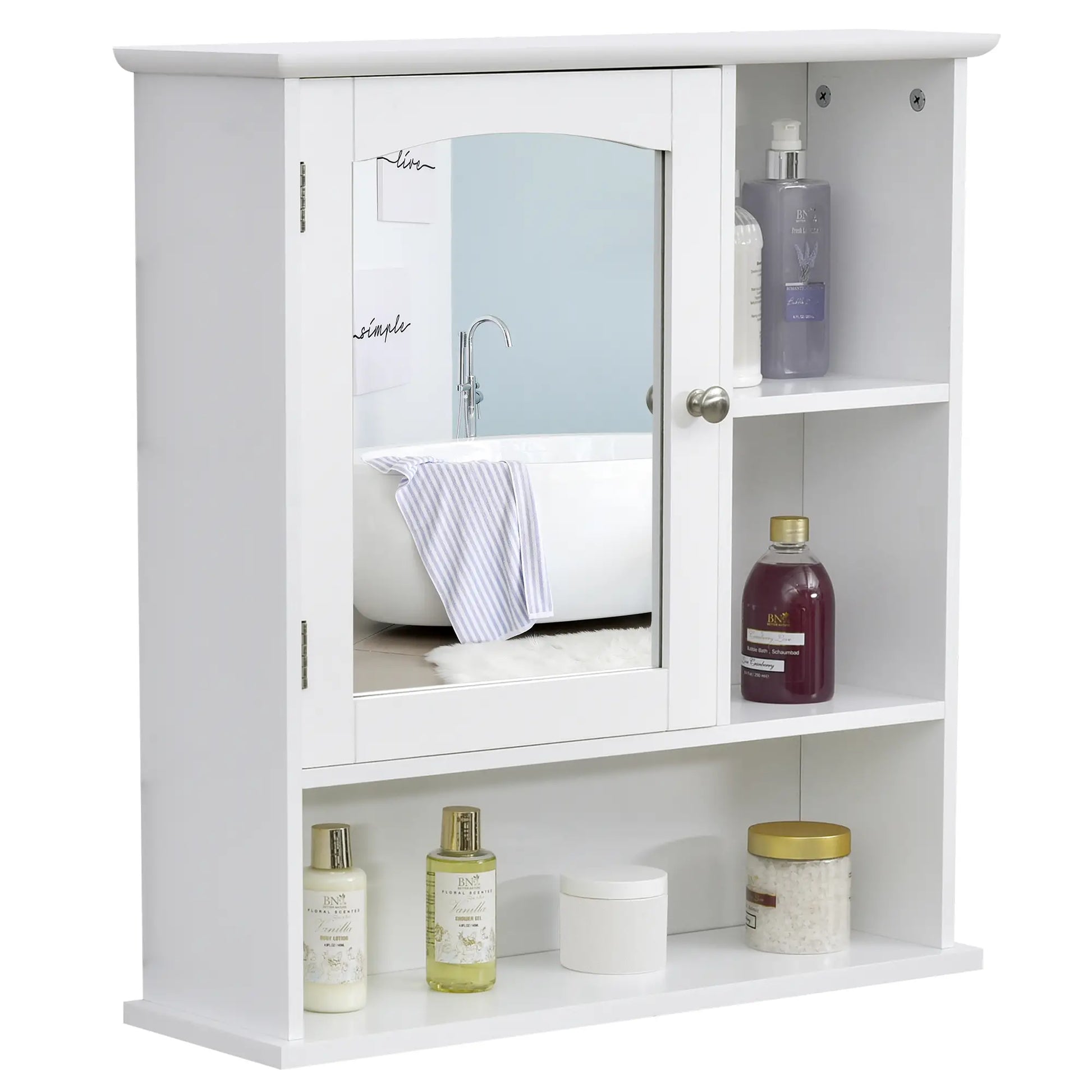 Wall-Mounted Medicine Cabinet, Bathroom Mirror with Shelves, White Mirror Medicine Cabinets at Gallery Canada