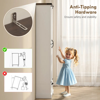 71" Pantry Cabinet, Adjustable Shelves, 2 Doors, Drawer, White