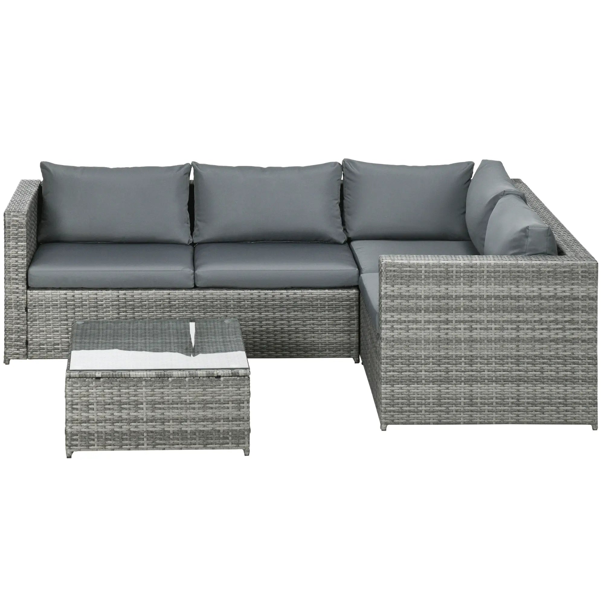 3pc Rattan Wicker Outdoor Furniture Set, Loveseats, Coffee Table, Grey Patio Furniture Sets Grey at Gallery Canada