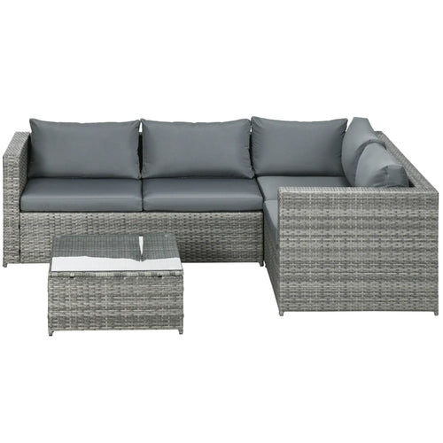 3pc Rattan Wicker Outdoor Furniture Set, Loveseats, Coffee Table, Grey
