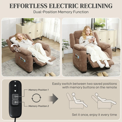 Massage Recliner Chair, Power Recliner, Remote, 2 Memory Positions, Brown Single Sofas at Gallery Canada