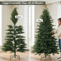Sapin de Noël artificiel de 7 pieds, complet à charnières, vert