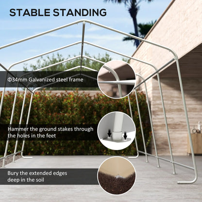 11' x 20' Portable Garage, Heavy Duty Carport Canopy, Khaki Car Shelters at Gallery Canada