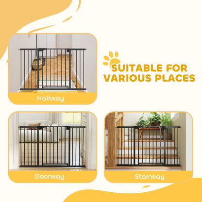Baby Gate, Pet Safety Gate, 30"-51" Wide, Auto-Close, Black