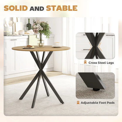 31.5" Industrial Round Dining Table, White Oak Dining Tables at Gallery Canada