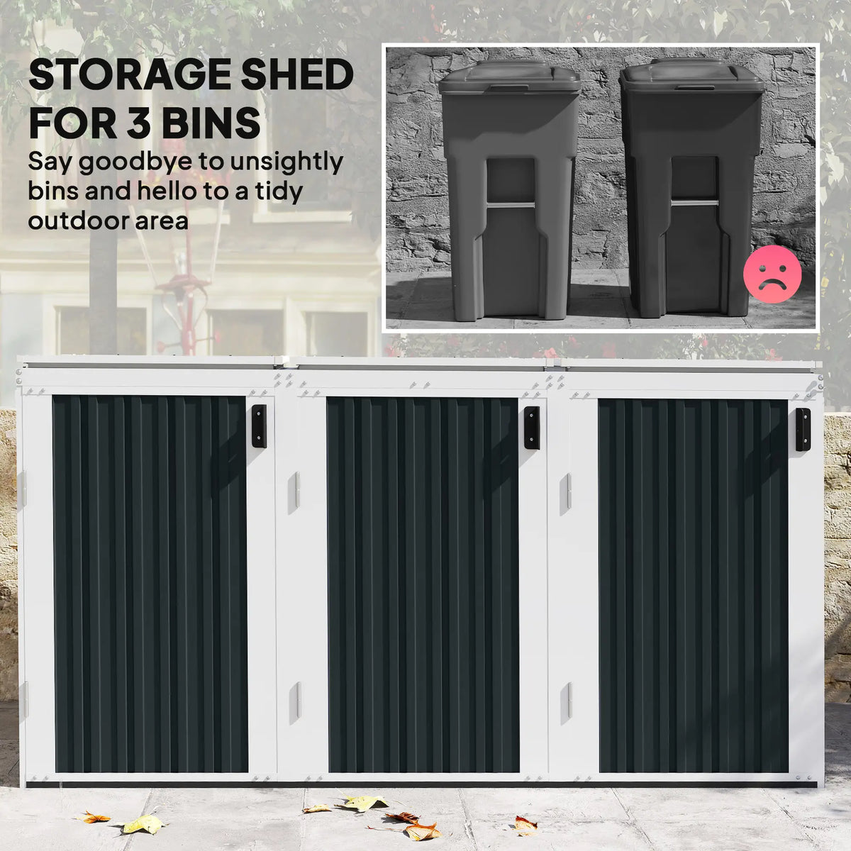 Outdoor Storage Shed, Rustproof Garbage Bin Shed, White And Grey Sheds at Gallery Canada
