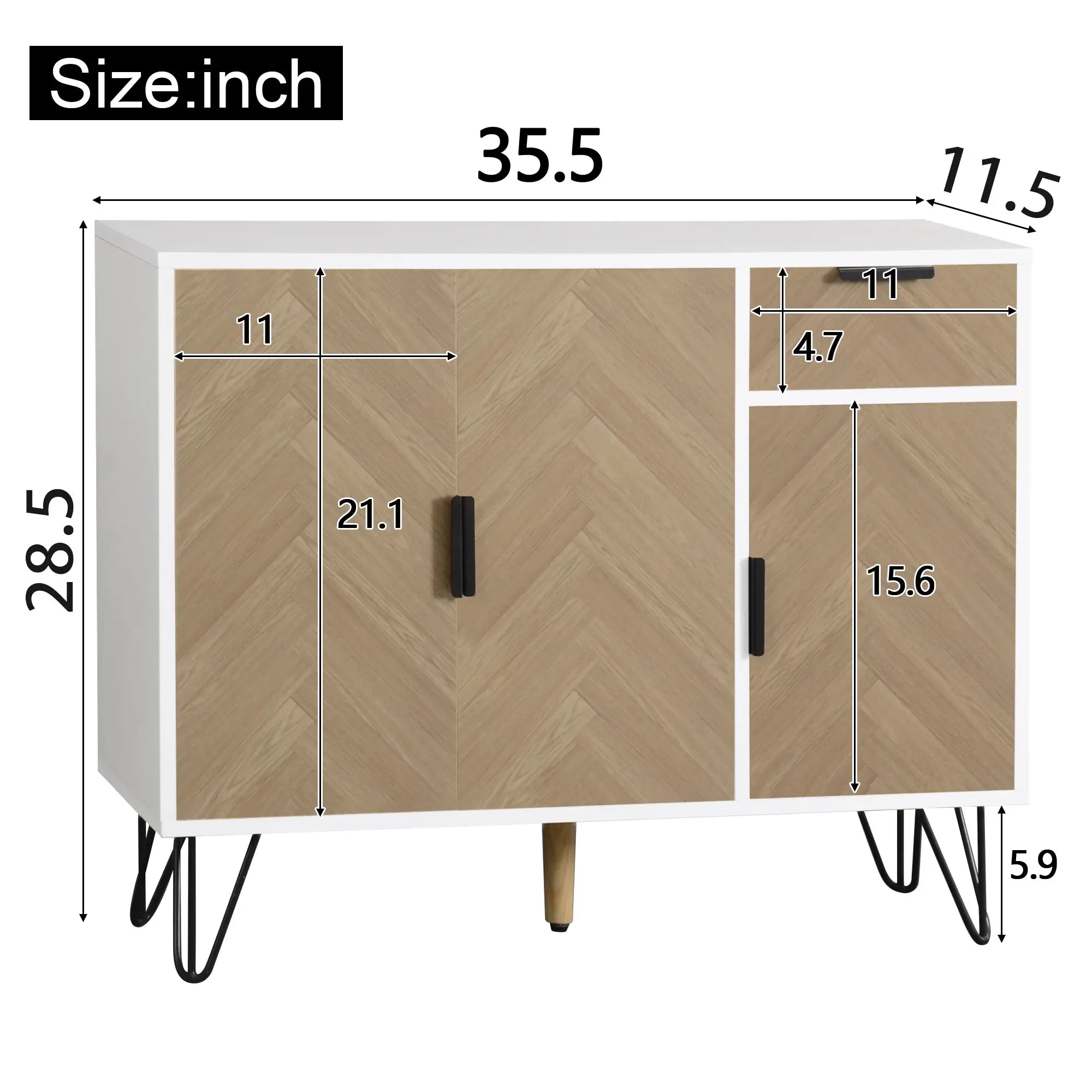 Storage Cabinet with Drawer, Adjustable Shelves, 35.5