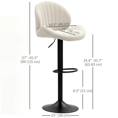 Swivel Bar Stools Set of 2, Adjustable Height with Back, Beige Bar Stools at Gallery Canada