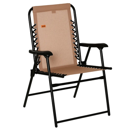 Folding Outdoor Chair, Bungee Sling Patio Dining, 1-Pack, Beige