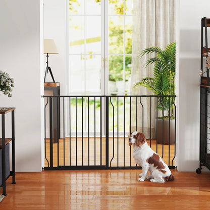 30"-57" Easy Install Pet Gate With Door, Double Lock, Extra Wide, Black Houses, Kennels & Pens at Gallery Canada