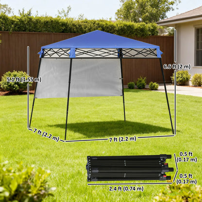7' x 7' Foldable Pop Up Gazebo Tent, Adjustable Legs, Black, Blue Pop Up Canopies at Gallery Canada