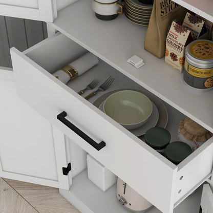 72" Kitchen Storage Cabinet, Farmhouse Pantry, 4 Barn Doors, Drawer, Adjustable Shelves, White Kitchen Pantry Cabinets at Gallery Canada