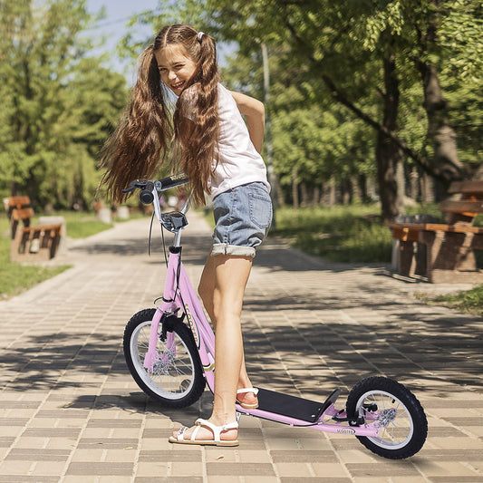 Kick Scooter for Children 5+ Years, Adjustable Height, with Large Inflatable Wheels, Dual Brakes - Pink - Gallery Canada