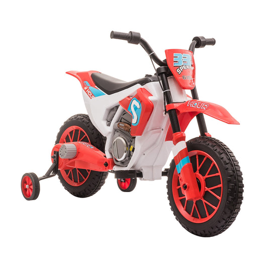 Kids Dirt Bike Battery-Powered Ride-On Electric Motorcycle with Charging 12V Battery, Training Wheels Red - Gallery Canada