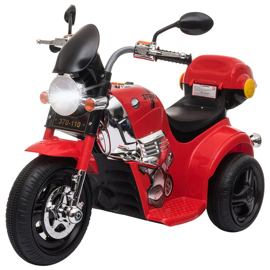 Kids Electric Motorcycle Ride On Toy 6V Battery Powered Electric Trike Toys with Light Music MP3 Storage Box Red - Gallery Canada