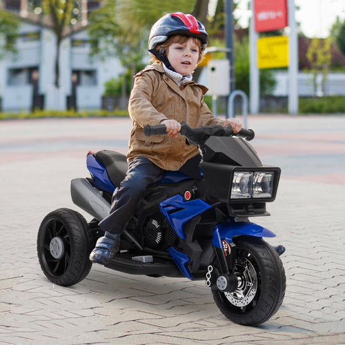 Kids Electric Pedal Motorcycle Ride-On Toy 6V Battery Powered w/ Music Horn Headlights Motorbike for Girls Boy Blue