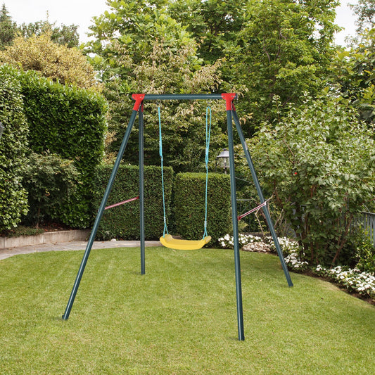 Kids Metal Swing Set w/ Adjustable Rope Heavy Duty A-Frame Stand for 3-8 Years Old Boys and Girls Backyard Outdoor Play - Gallery Canada