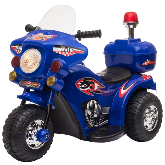 Kids Motorcycle Ride-on Electric Motorcycle for Kids with Music &; Horn Buttons, Stable 3-Wheel Design, &; Rear Storage Space, Blue - Gallery Canada