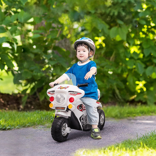 Kids Motorcycle Ride-on Electric Motorcycle for Kids with Music &; Horn Buttons, Stable 3-Wheel Design, &; Rear Storage Space, White - Gallery Canada
