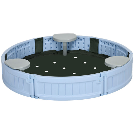 Kids Outdoor Sandbox with Cover, Bottom Fabric Liner, for 3-12 Years, Light Blue at Gallery Canada
