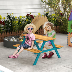 Kids Outdoor Table Set Wooden Toddler Picnic Table and Benches for 4 Kids 3-8 Years, Easy Installation, Natural Wood - Gallery Canada