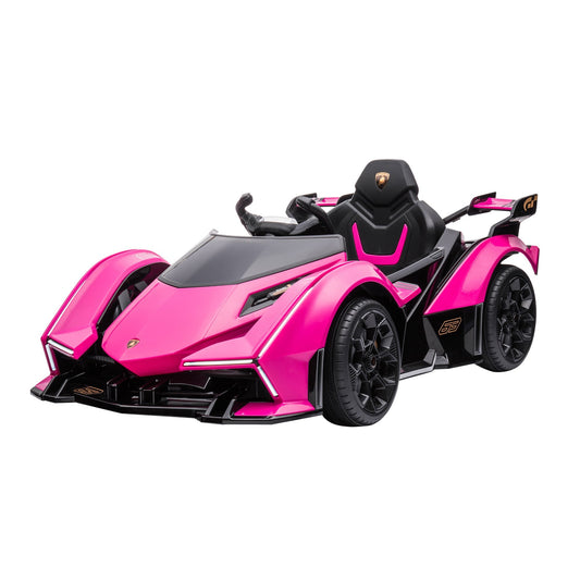 Kids Ride On Car, 12V Battery Powered Electric Toy w/Parent Remote Control, Bluetooth, Horn, Music &; LED Headlights Taillights for 3-6 Years Old Pink at Gallery Canada