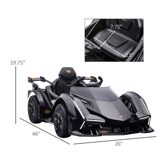 Kids Ride On Sports Car, 12V Battery Powered Electric Toy w/Parent Remote Control, Horn, Music &; LED Headlights Taillights for 3-6 Years Old Black at Gallery Canada