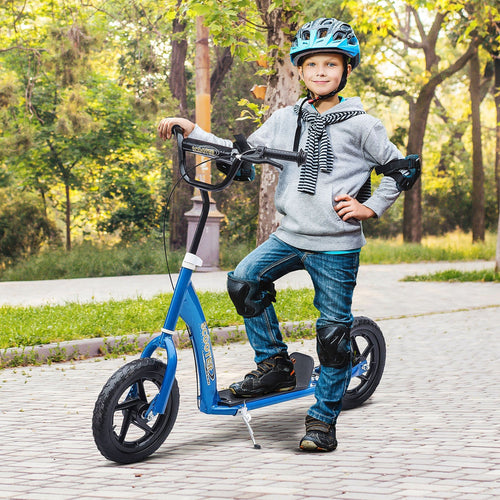 Kids Scooter Street Bike Bicycle for Teens Ride on Toy w/ 12'' Tire for 5-12 Year Old Blue