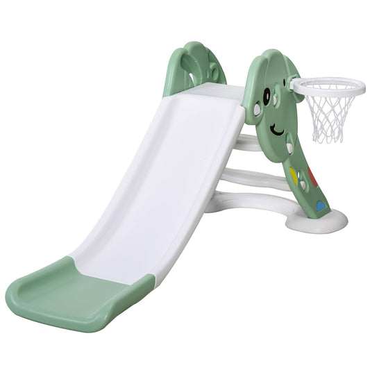 Kids Slide with Basketball Hoop Toddler Climber Freestanding Slider Playset Playground Slipping Slide Indoor Outdoor Exercise Toy Activity Center Green - Gallery Canada