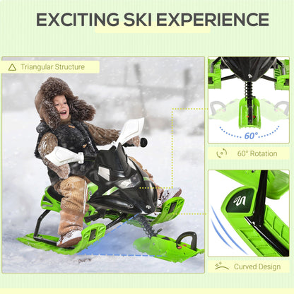 Kids Snow Racer Sled, Ski Sled Slider Board, Snowmobile, with Foot Break, Auto Pull Rope, for Downhill and Uphill, Age 5 &; up, Gift for Boys &; Girls, Green - Gallery Canada